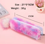 Wholesale Large Capacity Pencil bag Rainbow Color Plush Pen Bag Attractive Children's Pencil Case
