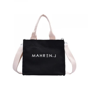 Wholesale Logo Design Promotional Recyclable custom printed canvas cotton lady tote shopping bags