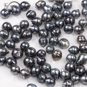wholesale loose 8-10mm natural grey black drop water baroque shape seawater Tahitian pearl with cheap price DIY