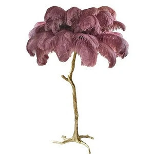 Wholesale Luxury Designer Modern Stand Led Ostrich Feather Floor Lamp For Living Room