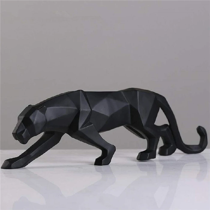 Wholesale modern abstract home decoration  accessories geometric panther sculpture animal wildlife resin leopard statues