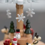 Wholesale round shape crystal ball carousel music tin box wooden christmas music box