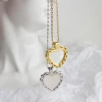 wholesale silver heart necklace 925 sterling silver jewelry pendant necklace18k gold plated mother of pearl necklaces