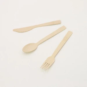Wholesale tableware  disposable bamboo cutlery knife fork and spoon set
