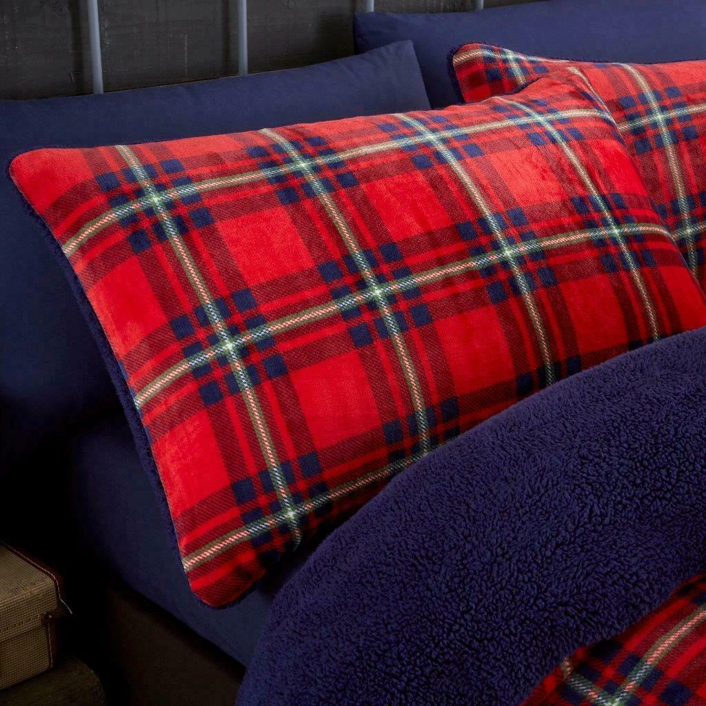 Wholesale Teddy Fleece Highland Check Duvet Cover Set Cosy Warm Soft Luxury Bedding Set