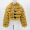 Winter Warm Soft Thick faux Fox Fur Coat Ladies Long Sleeve Fur Jacket Hooded Short Style Real Fur short jacket Coat Women