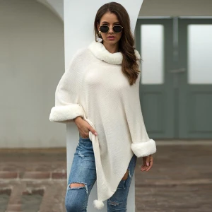 Winter Women Woolen Thickening Scarf Lady Warm Shawls Faux Fur Poncho Fashion Capes Lady Tassel Female Stole