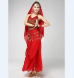 Women Belly Dance Costumes High Quality Dancing Wear Tops & Skirt & Waist & Head Decoration& Wrist Chain Stage Clothing