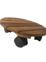 Wood Plant Stand with Wheels/ Flower Pot Rack on Roller/ Indoor Outdoor Movable Planter Tray