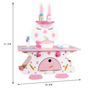 Wood play kitchen set toys for girls preschool wooden toy rabbit gas cooktop wooden toys educational