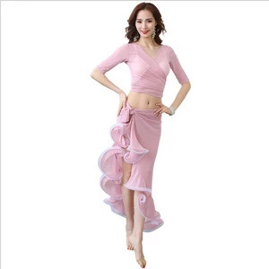yifusha 2019 Newest Deep V tops & Asymmetrical Skirts For Belly Dance  Practice Show clothing apparel set