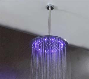 ceiling mounted led shower set 12 inch round head  with handheld shower head mixer