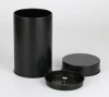 Hot Sale Food Grade Pop Double Lid Metal Cans Tea Packaging Round Airtight Black Tin Boxes Customized Empty Tea Contain