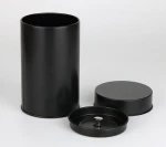 Hot Sale Food Grade Pop Double Lid Metal Cans Tea Packaging Round Airtight Black Tin Boxes Customized Empty Tea Contain