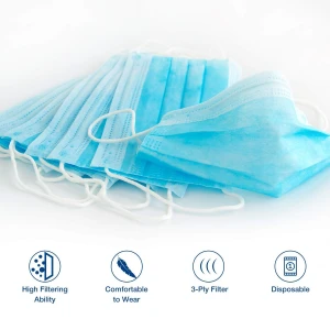 Disposable Face Masks, Pack of 50, Safety Protection with Ear Loops for Home & Workplace