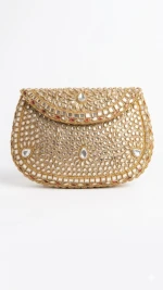 Premium Handcrafted Kundan & Mirror Work Clutch/Sling Bag - Artisanal Luxury