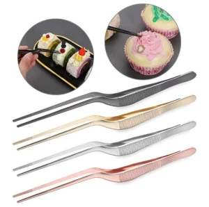 Professional Stainless Steel Kitchen Tweezers – Food Plating Tongs for Cake Decoration & Cooking