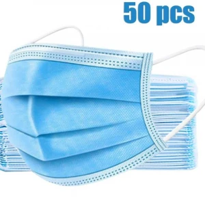 Disposable 3 Ply Face Masks 50 PCS/Box, Made in China, Adult Unisex