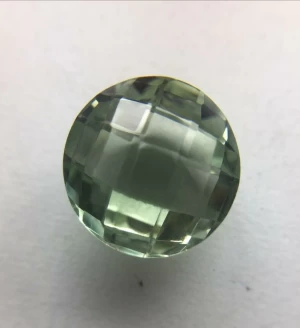 Green Amethyst,shape Round both side checker,size 12mm