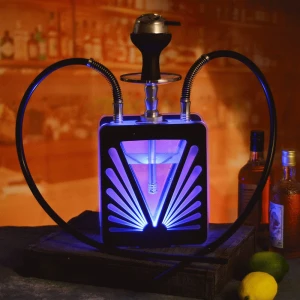 Arabic waterpipe with dual tubes and light feature, bar-style smoking device