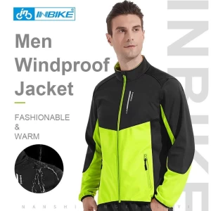INBIKE Men Reflective Stripe Jacket Winter Windproof Waterproof Soft Shell Thermal Riding Bike Cycling Jacket WJ603