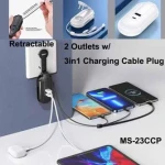 2 Outlets with 3 in 1 Charging Cable Plug