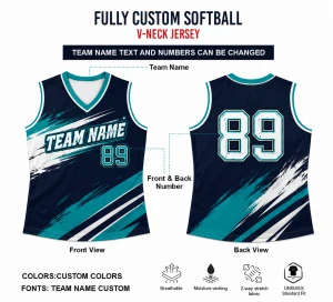 Custom Sublimated Softball Jersey with VNeck for Personalized Team Uniforms