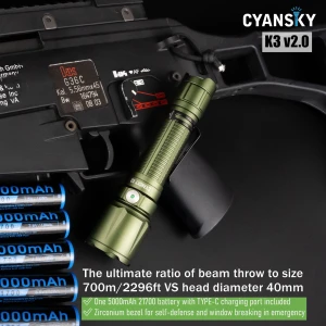 High-performance Long-distance 700M Spot Light Tactical Flashlight Cyansky K3 V2.0