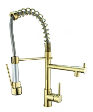 Brass Polish Pull Down Hot &Cold Mixer Kitchen Sink Faucet (NA021G)