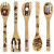 Import Burned bamboo wooden cooking spoon set engraved utensils from China
