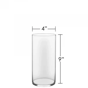 wholesale Set of 1- 4"x9" Cheap clear elegant cylinder glass vase for decor