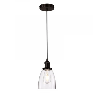 1-Light Adjustable Mini Pendant lamp with Hand-Blown Clear Glass