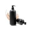 1 litre 1000ml empty HDPE black matte hair plastic shampoo bottle with pump