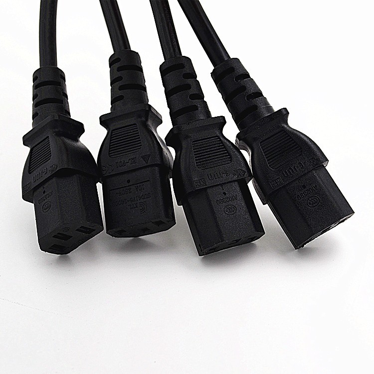 1 pcs High Quality IEC 320 C14 Male Plug to 4XC13 Female Y Type Splitter Power Cord , C14 to 4 x C13, 250V/10A
