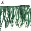 10-15cm dyed dark green feather trimming ostrich with satin ribbon tape