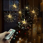 100/150/200 LEDs Bouquet Shape Micro Copper String Fireworks Lights Starburst Lamp for Christmas Diwali Holiday lighting