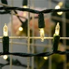 120V AC 70 Led Smooth mini Christmas lights string warm white with green wire,  Indoor & Outdoor Use