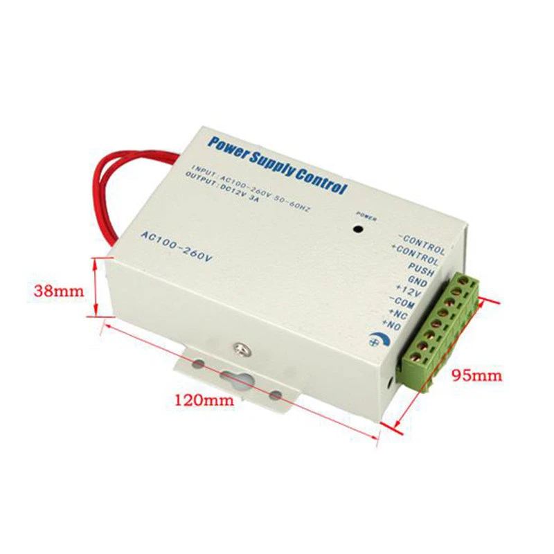 12VDC Access Control Power Supply Switch 5A Time Delay Adjustable AC110V-240V Input NO/NC Output for Electric Lock