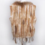 13 Colors womens real rabbit fur vest with raccoon fur collar ladies natural rabbit fur knitting vest
