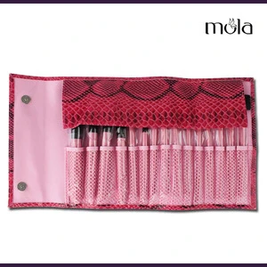 15pc Studio Pro makeup tool Brush Set Kit with Pink Crocodile Case