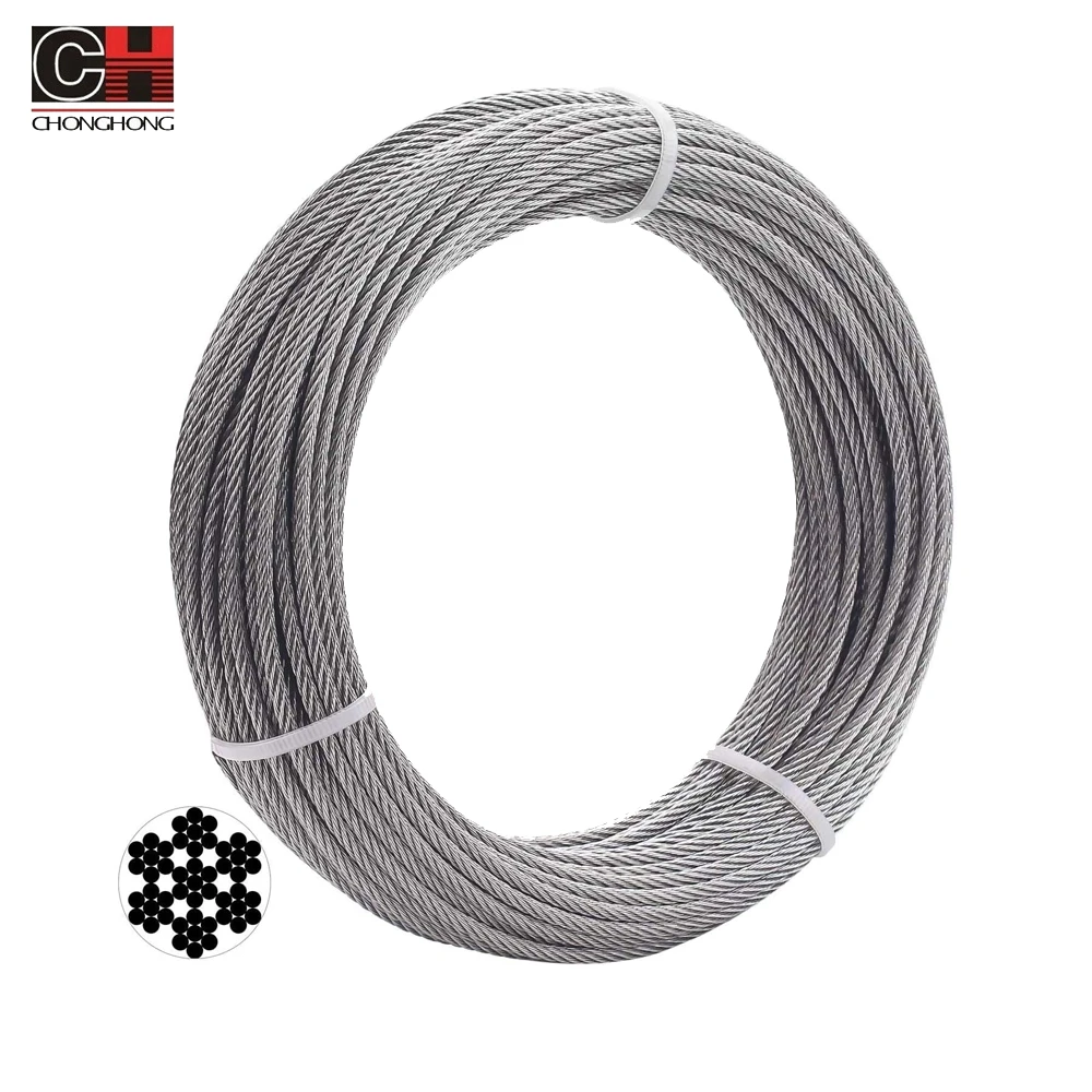 1/8 Inch 7x7 T316 Grade Stainless Steel Aircraft Wire Rope Cable RAILing