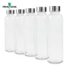 18oz clear glass water bottle for juice use stainless steel cap