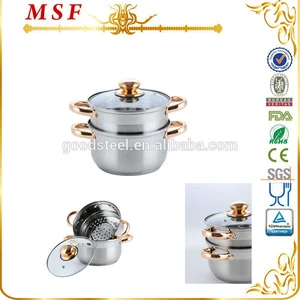 2 layers with golden accessories stainless steel double boiler