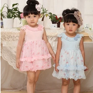 2015 New Arrival Baby Girl Dress Printed with Floral flower Kids Clothes Summer Kids Clothing For Little Baby Dress