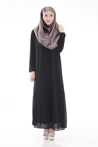 2016 Wholesale Woman Cheap Chiffon Maxi Islamic Long Sleeve Dress Simple Summer Islamic Clothing 5510