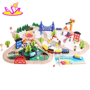 2017 Top fashion funny children activity toys wooden train tracks toys W04C066