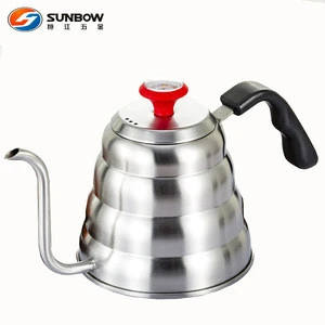 2018 high quality new coming stainless steel gooseneck kettle drip coffee and tea pot with thermometer