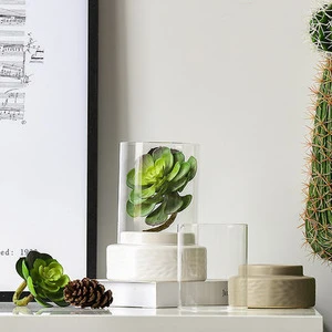 2018 new arrival livingroom crafts decorative glass decoration with ceramic base