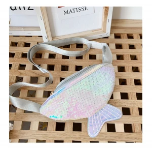 2020 Amazon Hot Selling Kids Leather Cute Waist Bag Shinny Sequins Fanny Packs Baby Girls Phonr Coin Purse Belt Boy Chest Bag