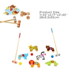2020 New arrival Baby Outdoor Wooden Toy Jungle Croquet Set Plywood Animal Shapes Kids Games